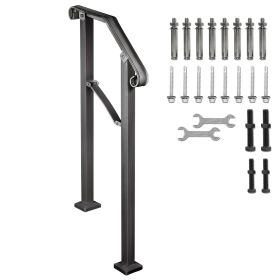 Handrails for Outdoor Steps, Fit 2 or 3 Steps Outdoor Stair Railing, Arch#2 Wrought Iron Handrail, Flexible Porch Railing
