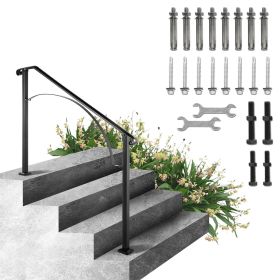 Handrails for Outdoor Steps, Fit 3 or 4 Steps Outdoor Stair Railing, Arch#3 Wrought Iron Handrail, Flexible Porch Railing