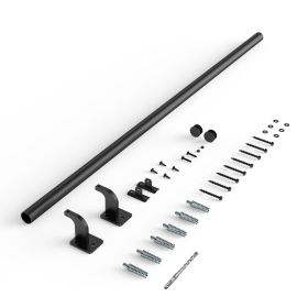 Wall Mounted Stair Handrail, 4ft Pipe Staircase Handrail, Black Galvanized Aluminum, 1.26 inch Pipe Diameter, Indoor&Outdoor Staircase Railing