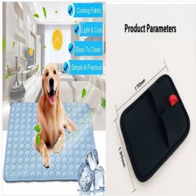Pet Dog Cat Ice Silk Cold Nest Pad For Cooling In Summer (Option: Blue set-50x40cm)